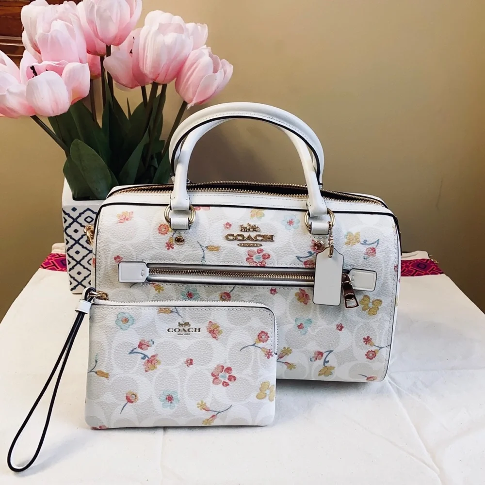 Coach Rowan Satchel & small zip wristlet